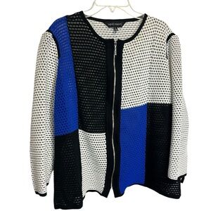 Ming Wang Colorblock Zip Front Jacket